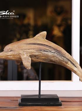 热销客厅海洋生物大摆件家居装饰品创意树脂仿真海豚货源采购工艺