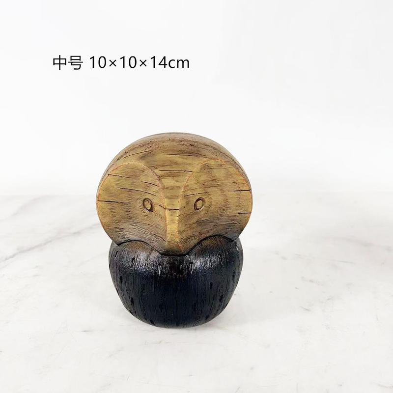侘寂中书房抽象木纹猫头鹰摆件展厅民宿古风柜子新奇特装饰工艺品