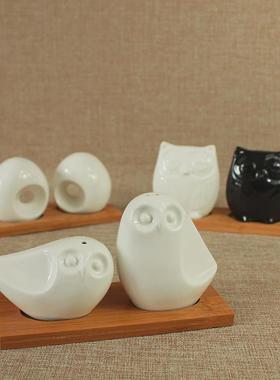 日式陶瓷调味罐 调料瓶黑胡椒调料盒套装 料理店装饰 艺术造型感