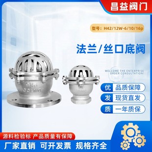16P 不锈钢铸钢法兰 丝扣底阀H12WH42W C水泵吸水止回阀