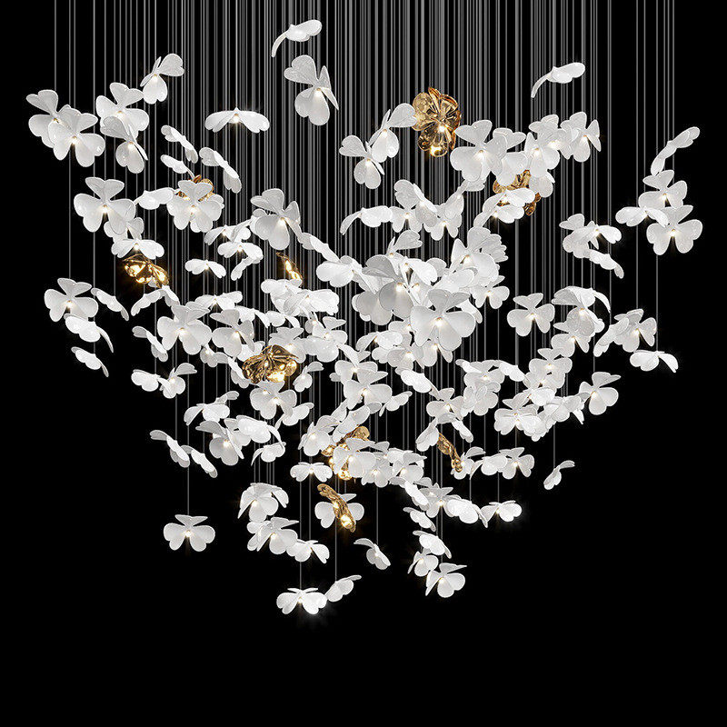大堂个性酒店定制宴会厅售楼部吊灯创意花瓣造型复式别墅工程灯具,家装灯饰光源,餐厅吊灯,淘宝优惠券,粉丝福利购,淘宝优惠卷