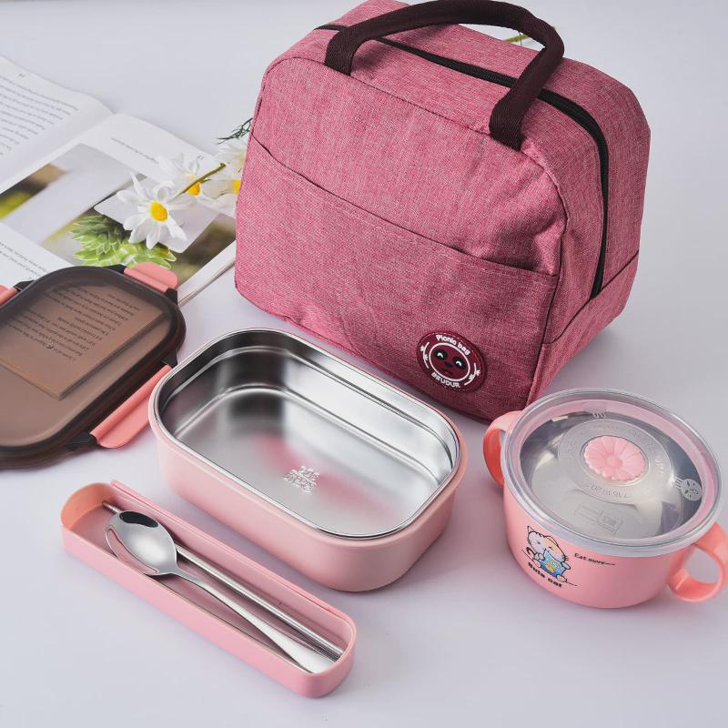 T9J5304不锈钢一层大饭盒学生单格带盖餐盒上班族1格便当盒水果保