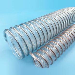 PU物料抽吸管304不锈钢丝管耐磨钢丝螺旋管PU聚氨酯波纹管
