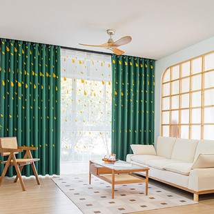 新中式绣花田园现代新款风格客厅卧室阳台飘窗遮光遮阳窗帘成品