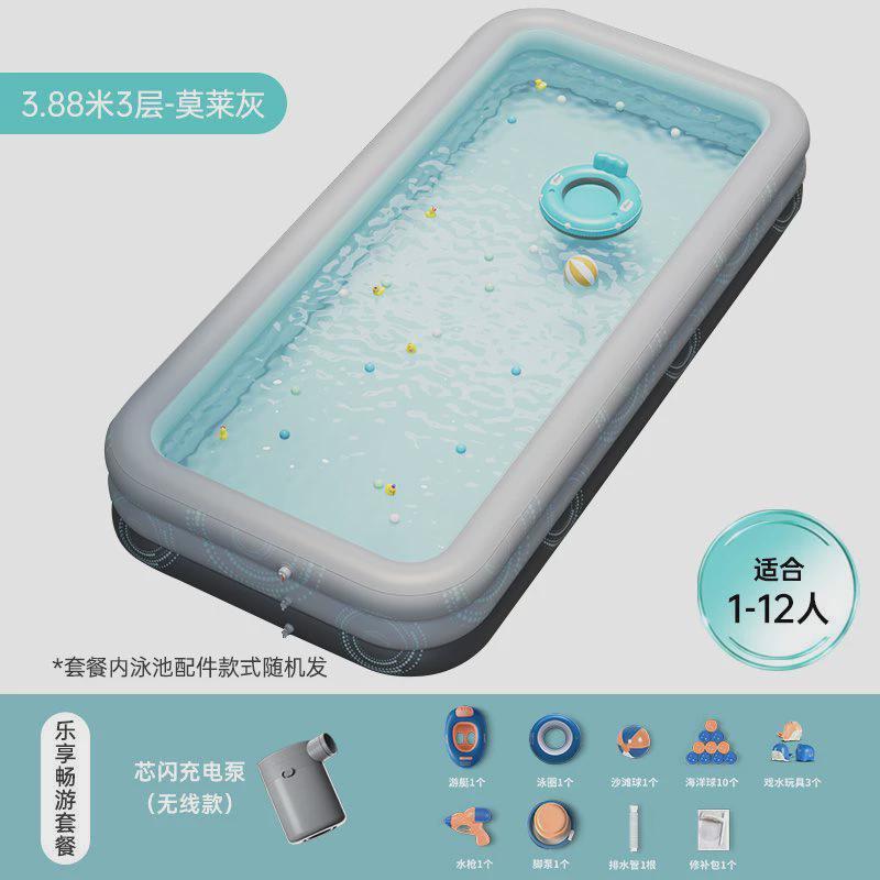 游泳夏天游泳池儿童家用戏超厚hu大型小孩大人r户外水池室内充气