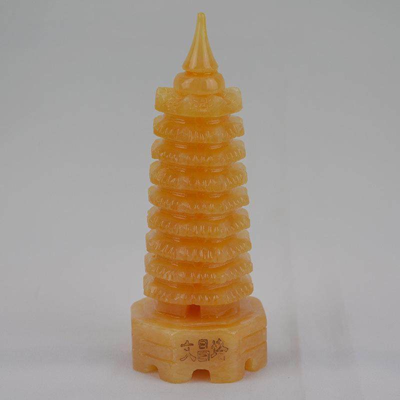 摆件黄玉笔筒摆件文昌塔九层黄玉米礼品