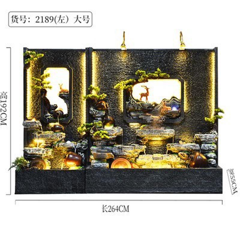 楼梯下微景观鱼塘水缸落地水幕墙假山鱼池流水庭院造景装饰室内