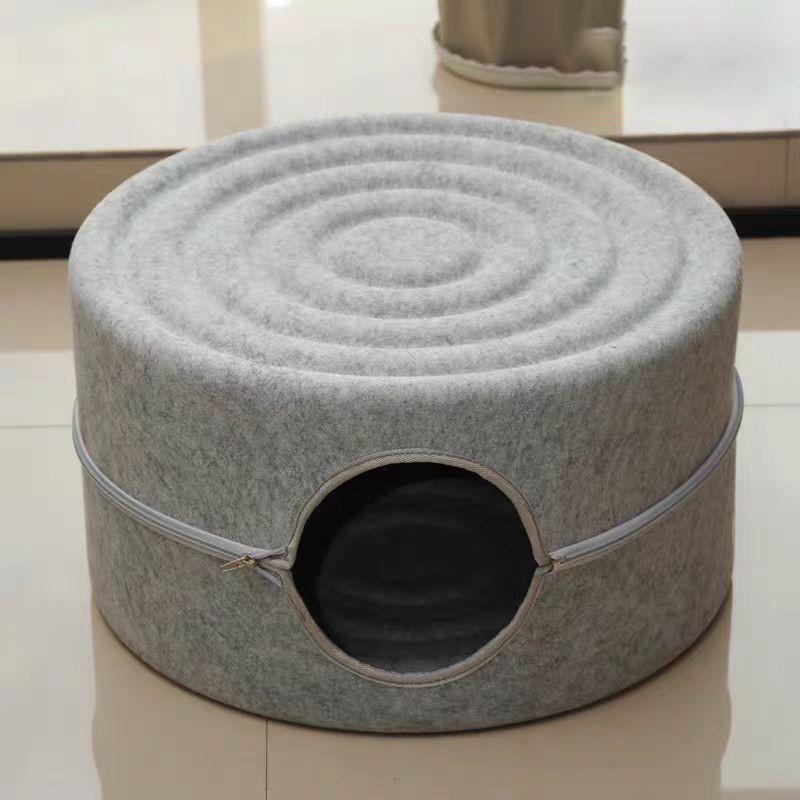 新款轮胎隧道毛毡猫窝可拆洗一体半封闭多功能四季通用加厚宠物窝