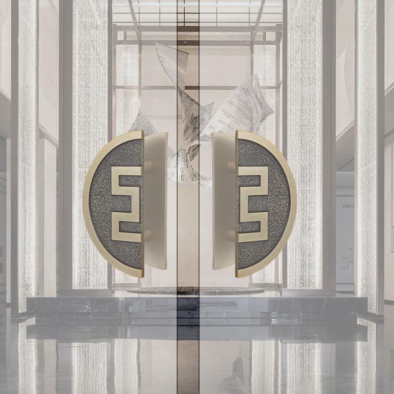 简约中式玻璃门拉手半圆形加厚仿古铜大门拉手豪华别墅木门把手