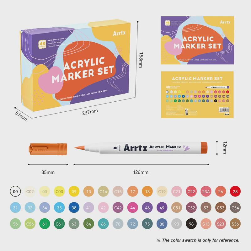 Arrtx阿泰诗软头丙烯马克笔套装24色绝绝紫萤火之光36色绘梦星球