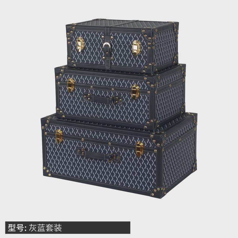 衣帽间收纳盒手提收纳箱皮质复古储物整理箱样板房置物盒装饰摆件