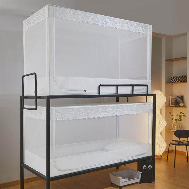 简约上下铺宿舍单人学生蚊帐加密蚊帐加粗烤漆拉链蚊帐方帐