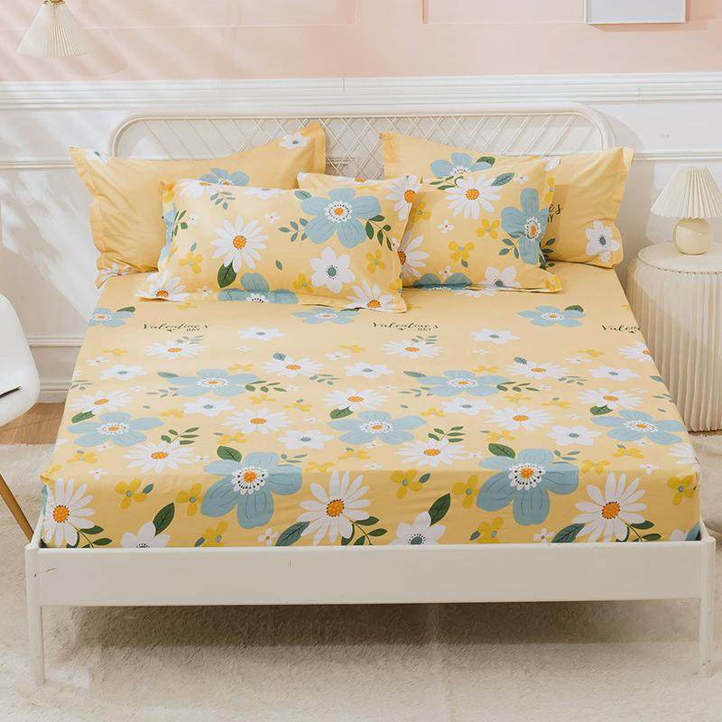 床笠单件100全棉床罩防滑床垫保护套枕套三件套席梦夏春鸿运