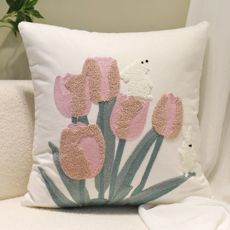 工厂直销美式郁金香抱枕北欧客厅沙发靠垫床头飘窗样板间靠垫套车