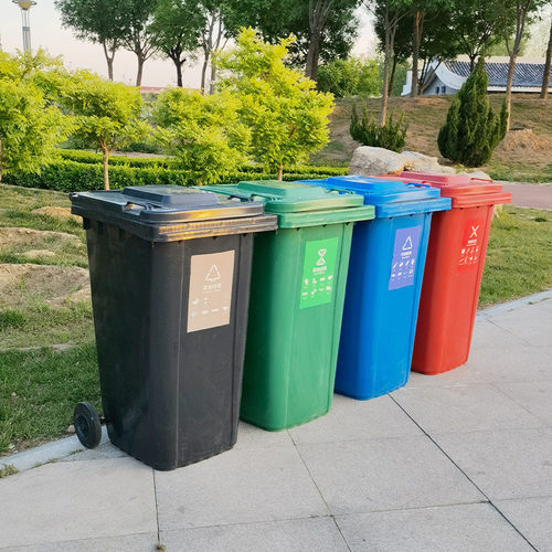 厂家户外轮商用垃圾桶塑料带盖带环卫垃圾桶垃圾分类240l垃圾桶