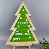 木质家用留言板毛毡装 饰板板圣诞树造型毛展板可拍照背景圣诞