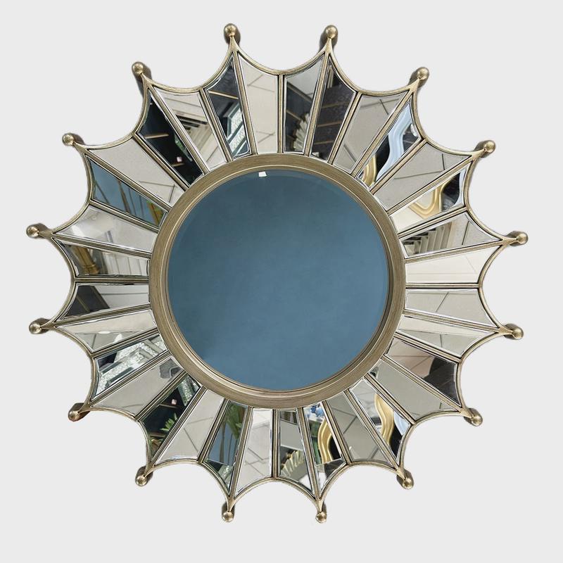 卫生间简约现代创意太阳北欧风浴室镜壁炉客厅玄关装饰镜壁挂镜子