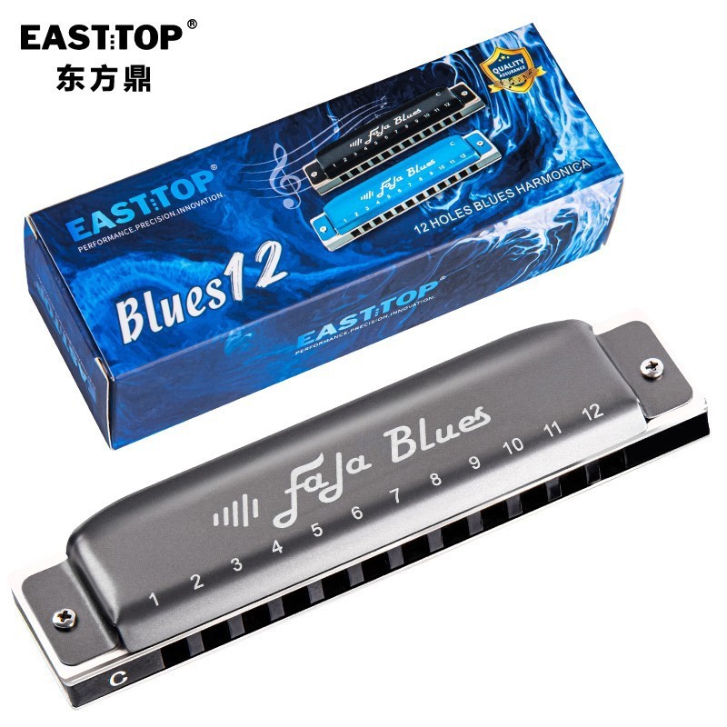 东方鼎fala布鲁斯口琴12孔低音琴格铝格专业演奏级自带金属4和6