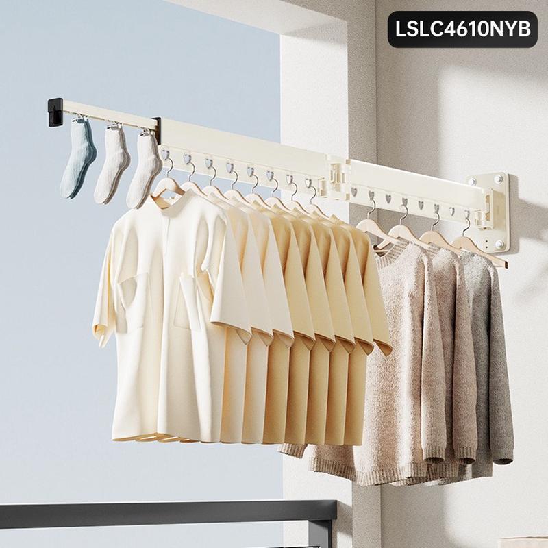 晒衣服伸缩晾衣架阳台家用晾衣杆晒被子隐形可折叠架子壁挂式