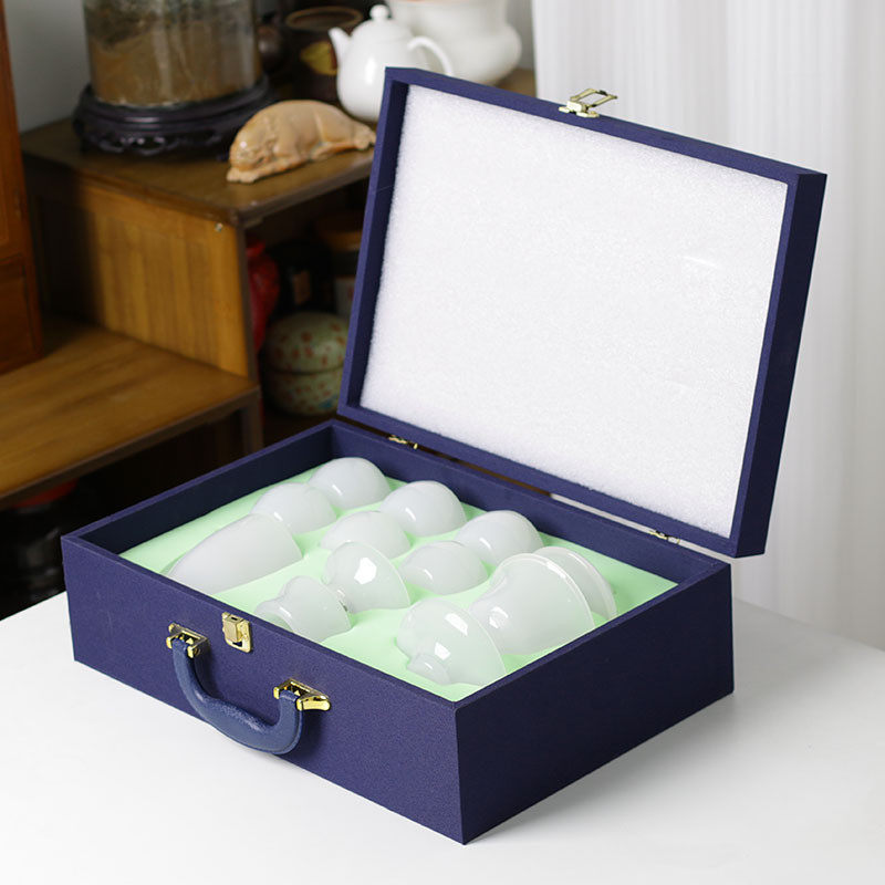 琉璃玉瓷功夫茶具套装茶杯茶漏三才盖碗家用商用办公送礼高档礼盒