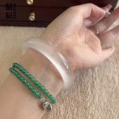 翡翠色高冰白色玉手镯石英岩玉冰种白月光手镯水沫冰透圆条美人镯