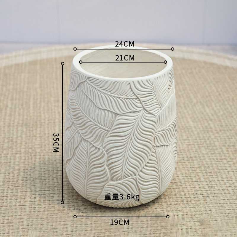 镁泥花盆简约落地艺术仿古花盆北欧化风格室外室内绿植盆栽水泥盆