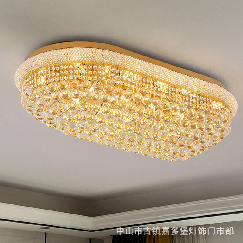 奢华客厅吸顶灯后现代轻奢椭圆形水晶别墅餐厅灯大气玄关家用灯具