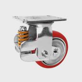 重型减震万向脚轮载重弹簧避震减震弹簧脚轮聚氨酯重型脚轮