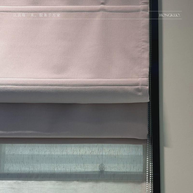 双层罗马帘布艺纱帘一体罗马帘双拉珠控制