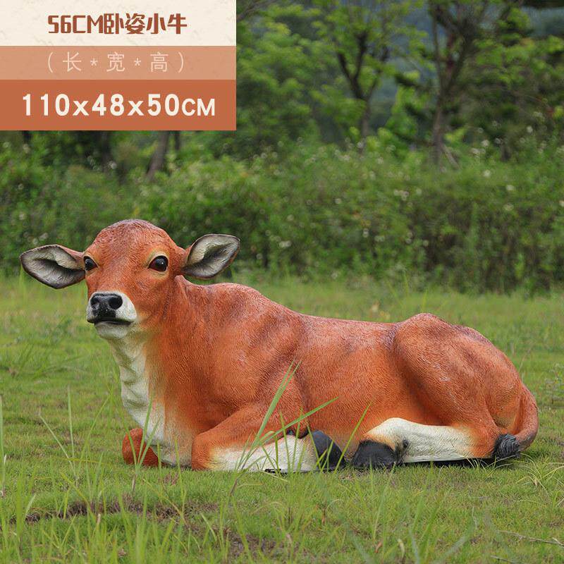 户外仿真牛雕塑玻璃钢黄牛雕塑摆件大型景区装饰摆件园林景观模型