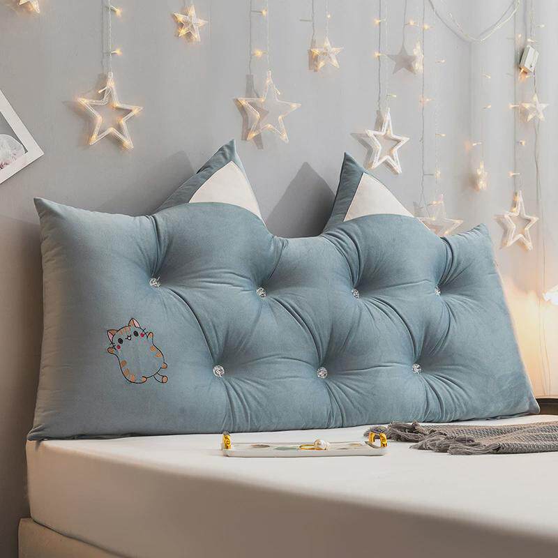 高颜值床头靠枕卧室床上玩手机靠背绣花猫防撞软包护腰可拆洗靠背