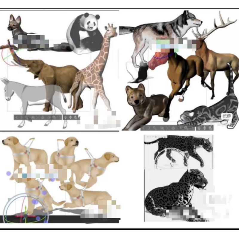 csp动物3D模型合集 猫 狗 鹿 马 鹰 狼 象 驴 长颈鹿 熊猫 豹子