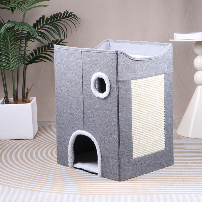 热销猫窝冬天保暖三层猫别墅冬季猫爬架可折叠半封闭猫房子