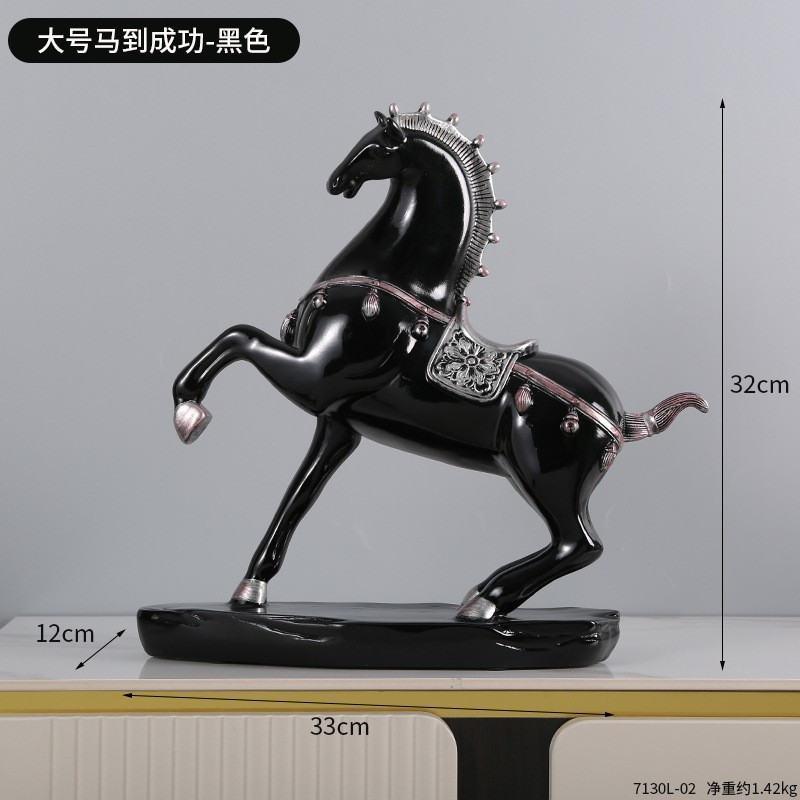 大号青铜工艺品办公室前台大厅玄关壁柜书架装饰摆件树脂马到成功