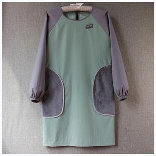 tuf4防水厨房长袖 家务家用可擦手围裙反穿衣成人女倒褂清洁工作服