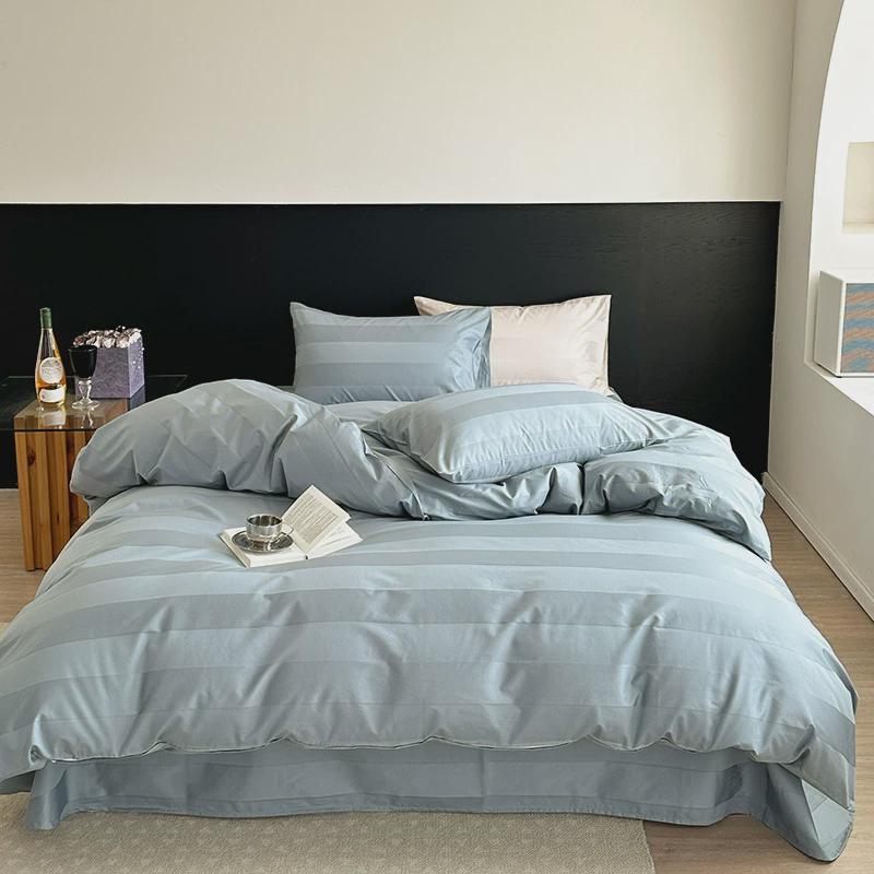 被套丨轻奢质感60支长绒棉缎纹提花四件套全棉四季简约黑色高级感