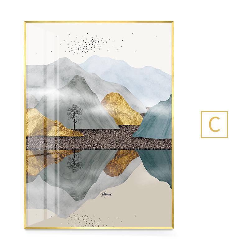 轻奢玄关装饰画山水画单幅竖版靠山背有餐厅壁画沙发背景壁画金山
