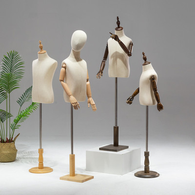 儿童木底座模特道具半身小孩服装展示架童装店橱窗带头模特架子