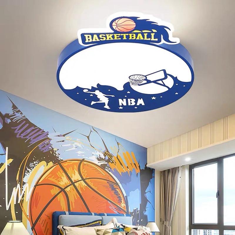 儿童房灯具灯饰简约现代led吸顶灯北欧幼儿园男孩房间卧室篮球灯