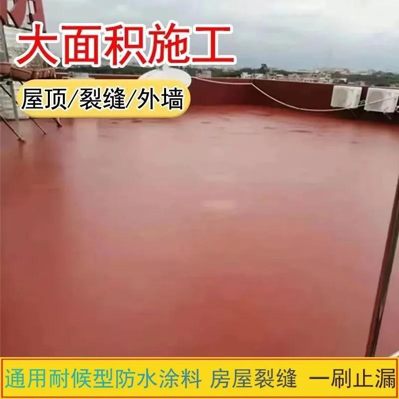 红橡胶天型专用防水涂料楼顶裂缝堵漏彩钢瓦天台外漏面补漏防水胶
