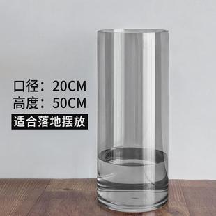 落地大花瓶玻璃透明特大号高款大号超高超大高身高筒50cm高大长型