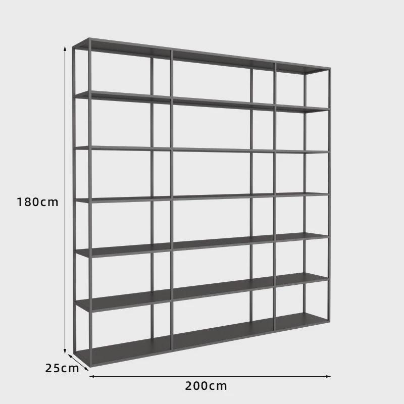 现代铁艺书架置物架多层轻奢办公室墙上落地展示架子收纳书架展架