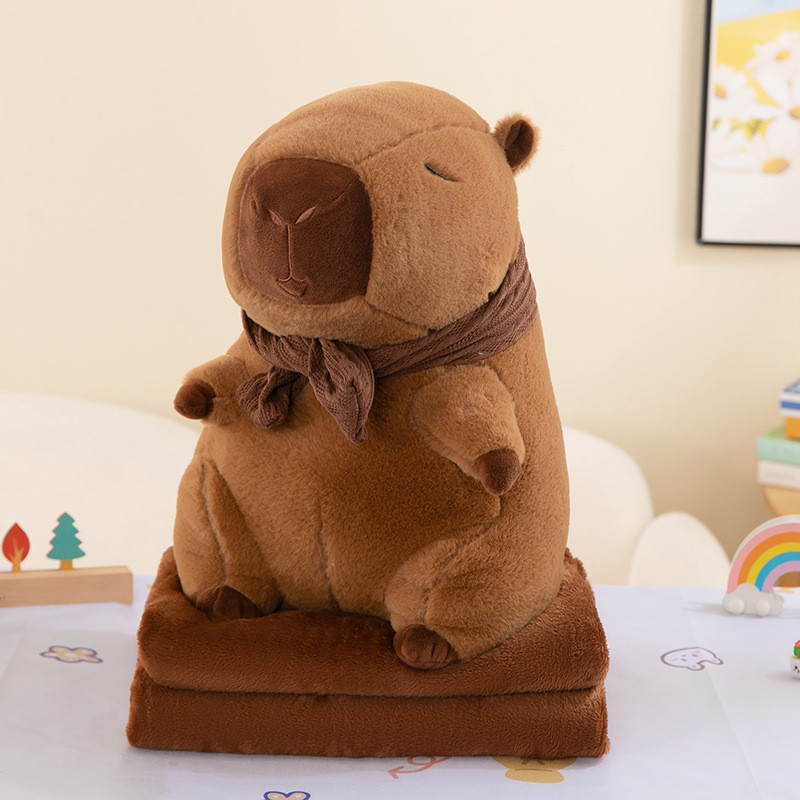 卡皮毯子抱枕被子二合一儿童午睡毯子水豚靠垫抱枕巴拉两用空调被