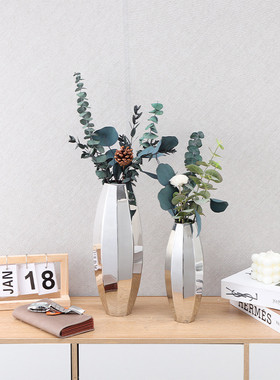 北欧不锈钢花瓶轻奢简约风格花器装饰品家居餐桌工艺品酒店摆件