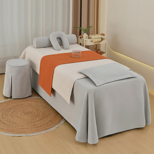 高档按摩高级简约美容院推拿美容床罩四件套洗头床罩批发印制logo