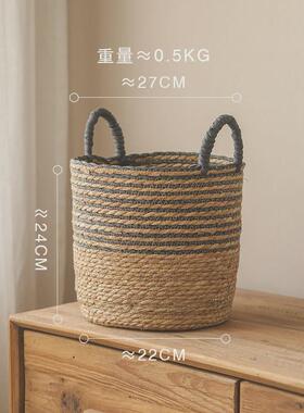 手工非洲风情篮子花篮双耳草编篮花盆编织落地家居装饰花瓶