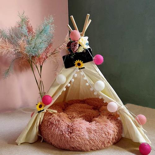 猫窝狗帐篷窝封闭式夏季狗屋北欧ins风可拆棉耐抓别墅小型犬