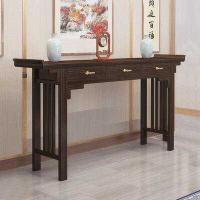 香火中堂六件套全实木长条桌堂屋农村桌供桌新中式条案八仙桌神台