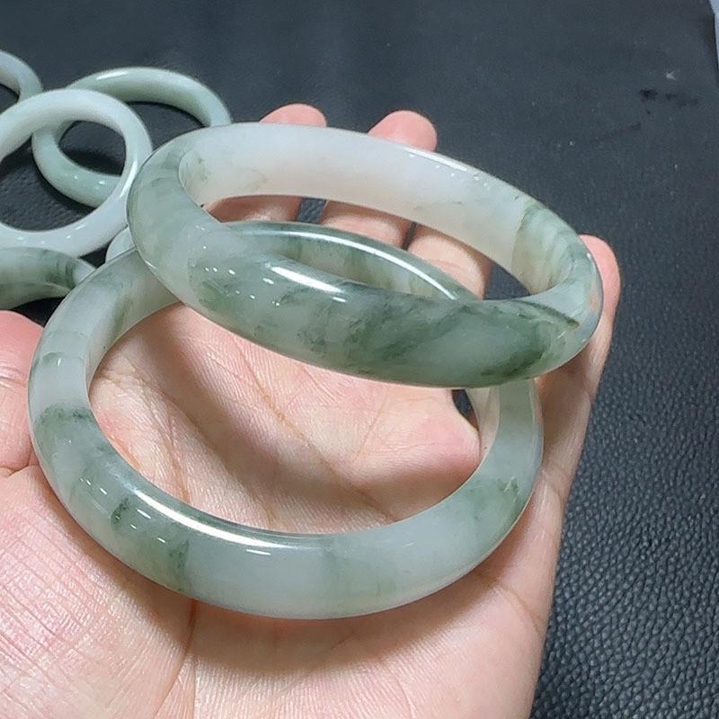 天然新疆天山翠手镯雪翠金丝玉飘花扁条镯子玉石天山翠手镯