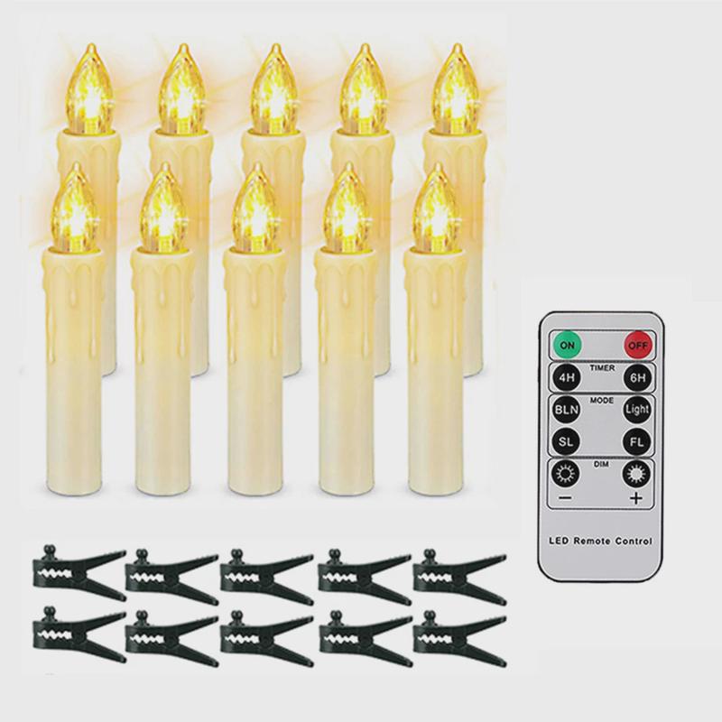 圣诞树带夹子蜡烛10键遥控蜡烛灯节日派对氛围布置装饰蜡烛